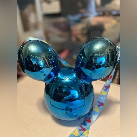 Disney Parks Disneyland Blue Metallic Mickey Balloon Souvenir Popcorn Bucket - Picture 4 of 4